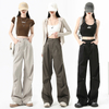 Hip Hop Ruched Wide Leg Pants Plus Size Pants Women's Pants & Trousers