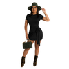 Cotton A-line O-neck Elegant Casual Dresses Ladies Casual Women Summer