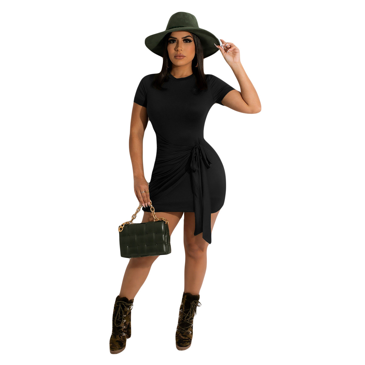 Cotton A-line O-neck Elegant Casual Dresses Ladies Casual Women Summer