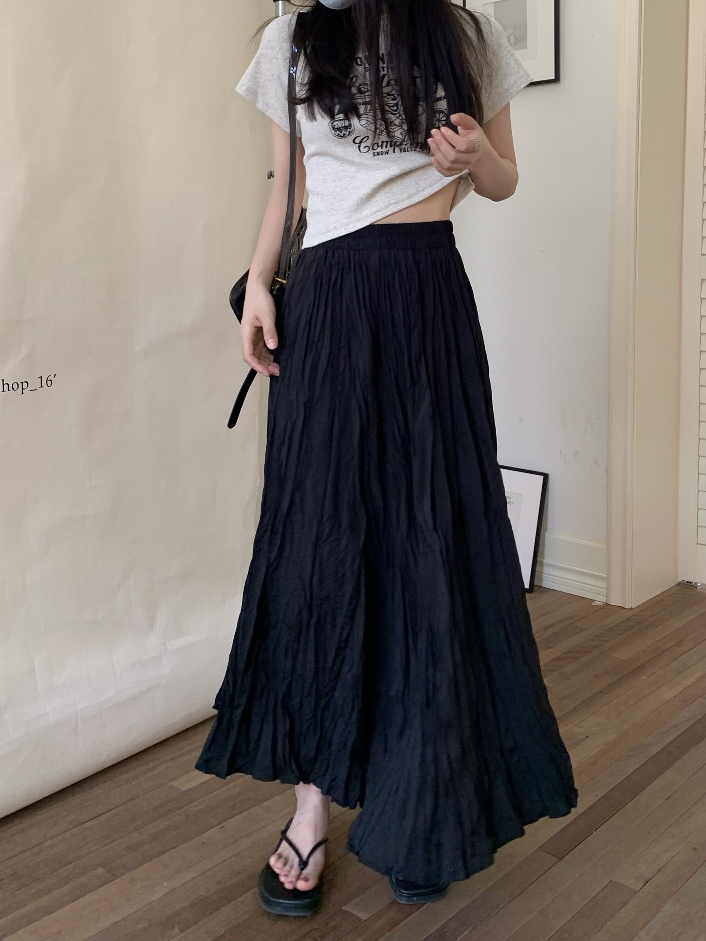 Wholesale Stylish Women Polyester High Waist Formal Long Maxi Pleated Skirt