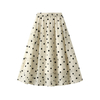 Dot Printed Women Elegant Elastic Waist Skirt Elastic High Waisted A-Line Female 2024 Spring Satin Long Skirt