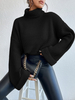 Turtleneck Drop Shoulder Waffle Knit Sweater