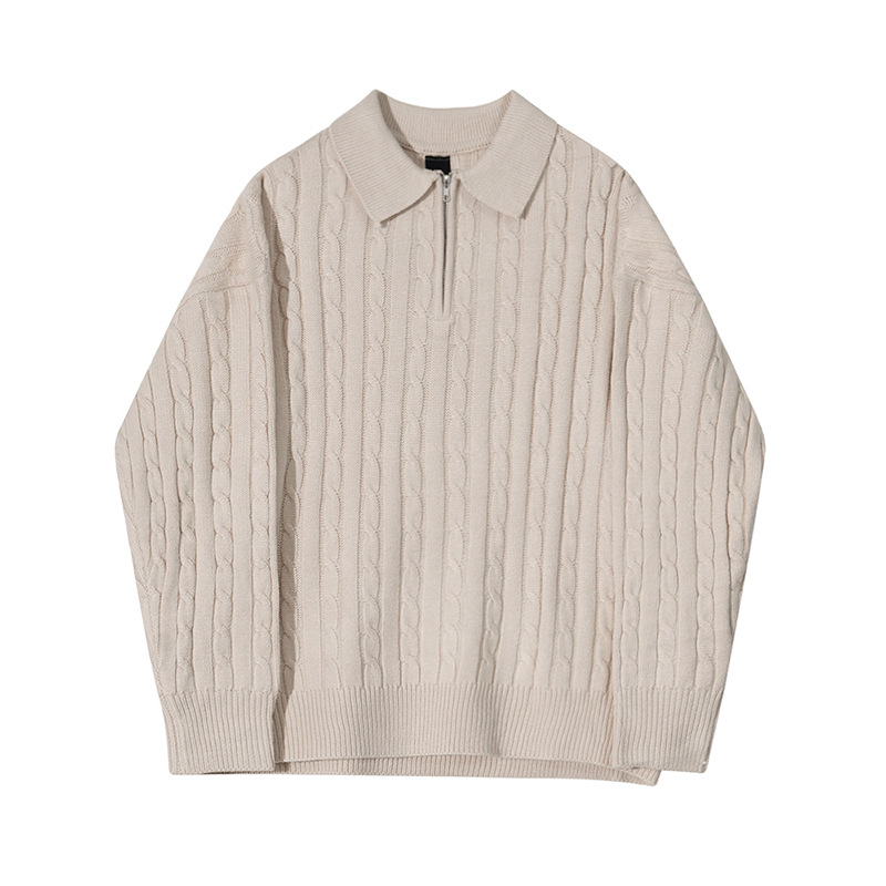 Fashionable Men Half Zipper Fleece Knitted Sweater Custom Logo Turtleneck