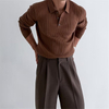  Retro Slim Polo Shirt Pit Stripe Lapel Knit Teenage Knitwear Men's Sweater