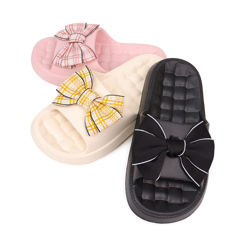 Custom Logo Bow Slippers Casual Non-slip Lightweight Soft-soled Slippers for Girls Summer Slippers