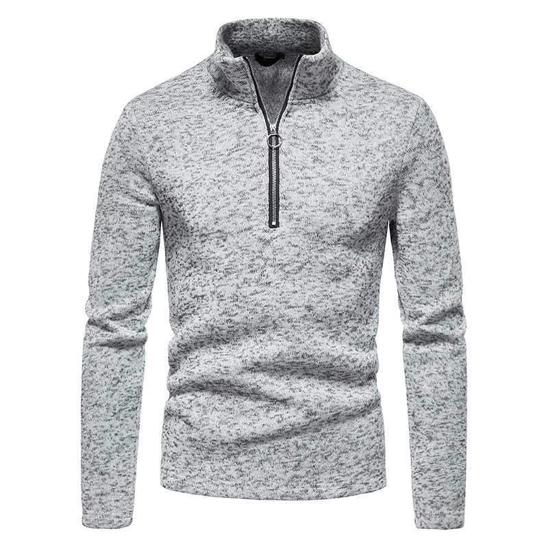 Men's Stand Collar Sweater Half Zipper Solid Color Turtleneck Shirt Sports Jacket Hoodies