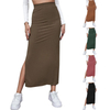 Women Pleated Solid Color High Waist Bodycon Skirts Casual Long Maxi A Line Pencil Skirts