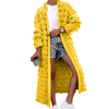 Fall Women Tassel Knitted Jacket Fashion Winter Solid Color Long Cardigan Coat With Tassel