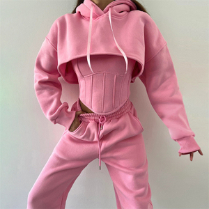 3 Pieces Tracksuit Custom Women Blank Sweatsuit