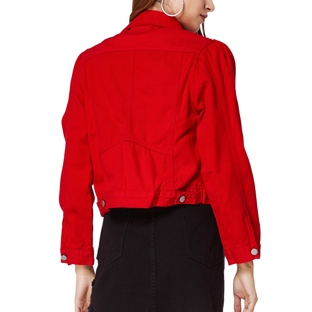 Red Jacket Denim Jackets for Ladies with Custom Logo