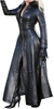  Women's Long Leather Jackets Slim Fit Motorcycle Jacket Faux Leather Trench Coat Full Zipper Jackets Trendy Outerwear