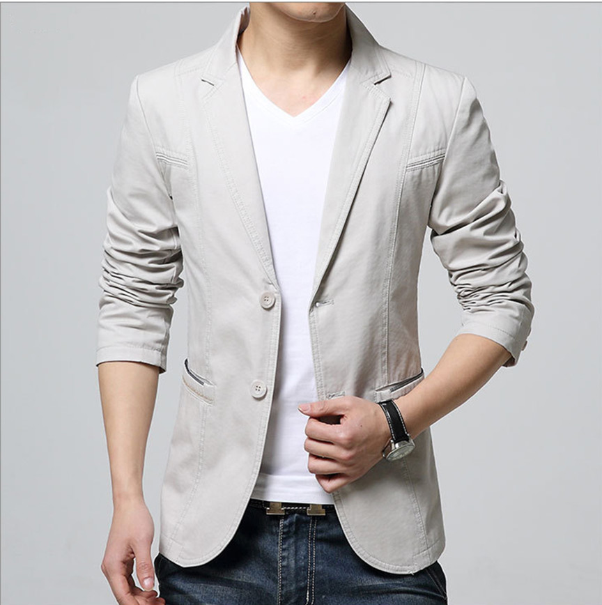 Men's Business Casual Solid Small Suit Cotton Men's Suit Jacket Top