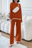 Women's 2 Piece Knit Sweater Set Casual Long Sleeve Pullover Wide Leg Pants Sweatsuit Tracksuit Outfit