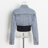 Winter Lady Coat Streetwear Black Patchwork Denim Jeans Women's Jacket