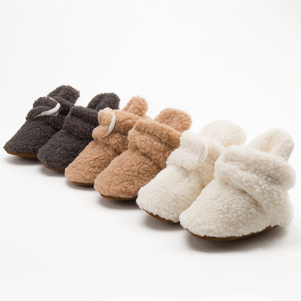 Cute Girs Brown Red Plush Wram Slippers Fur Toddler Kids Baby Slides Sandals for Winter