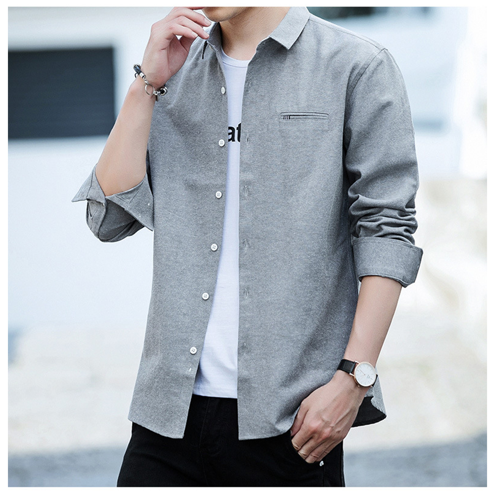 Men's Slim Fit Long-Sleeved Casual Shirt High Stretch Comfortable Button Men Shirts