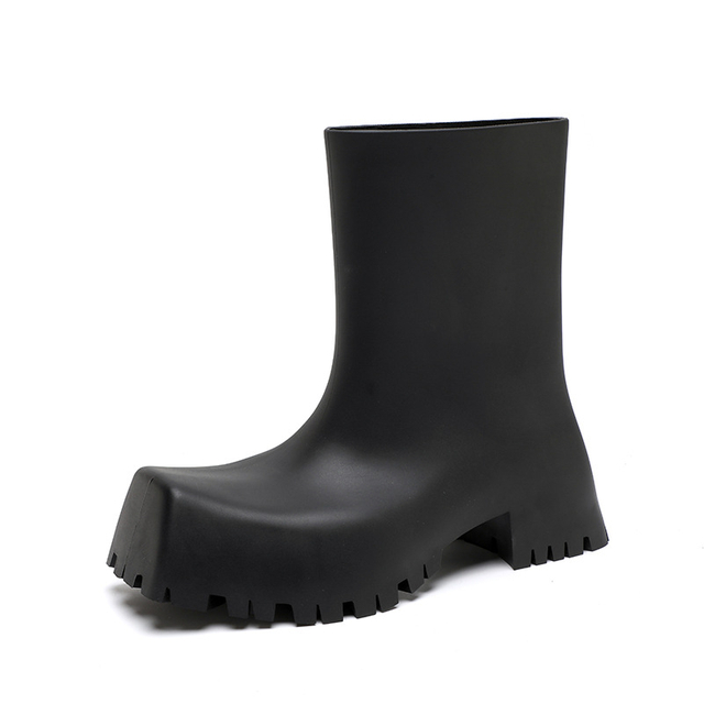 Walking Style Water Proof Shoe Cover Boots Square Gear Thick Bottom Rain Rubber High Quality Luxury Original Casual PVC EVA TPE