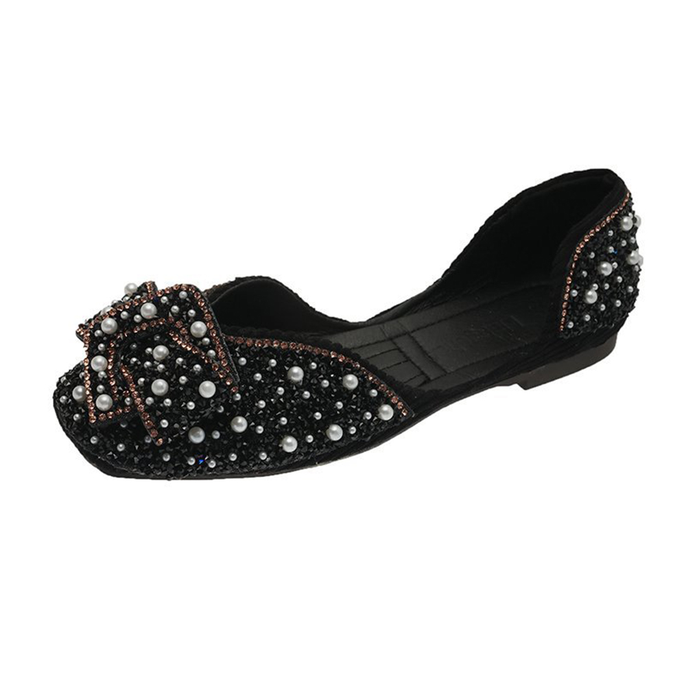 New Design Fashion Blingbling Women Pump Shoes Square Toe Comfortable Ladies Shoes Flats Loafer Shoes Women