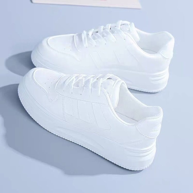 Round Toe Side On Tennis Gym Jogging Sports Casual Shoes Solid Color Lace Up Custom Athletic Walking Platform Sneaker Women