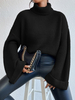 Turtleneck Drop Shoulder Waffle Knit Sweater