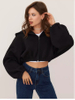Women's Fashion Zipper Hoodie Cropped Jacket Solid Color Short Long Sleeve Loose Hoodies for Female's