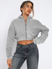 French Terry Full Zip Up Open Drop Shoulder Hooded Autumn Over Size Hoodies for Women