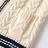 Customized High Quality Cotton Baby Girl Retro V Neck Cardigan Cute Knitted Sweater