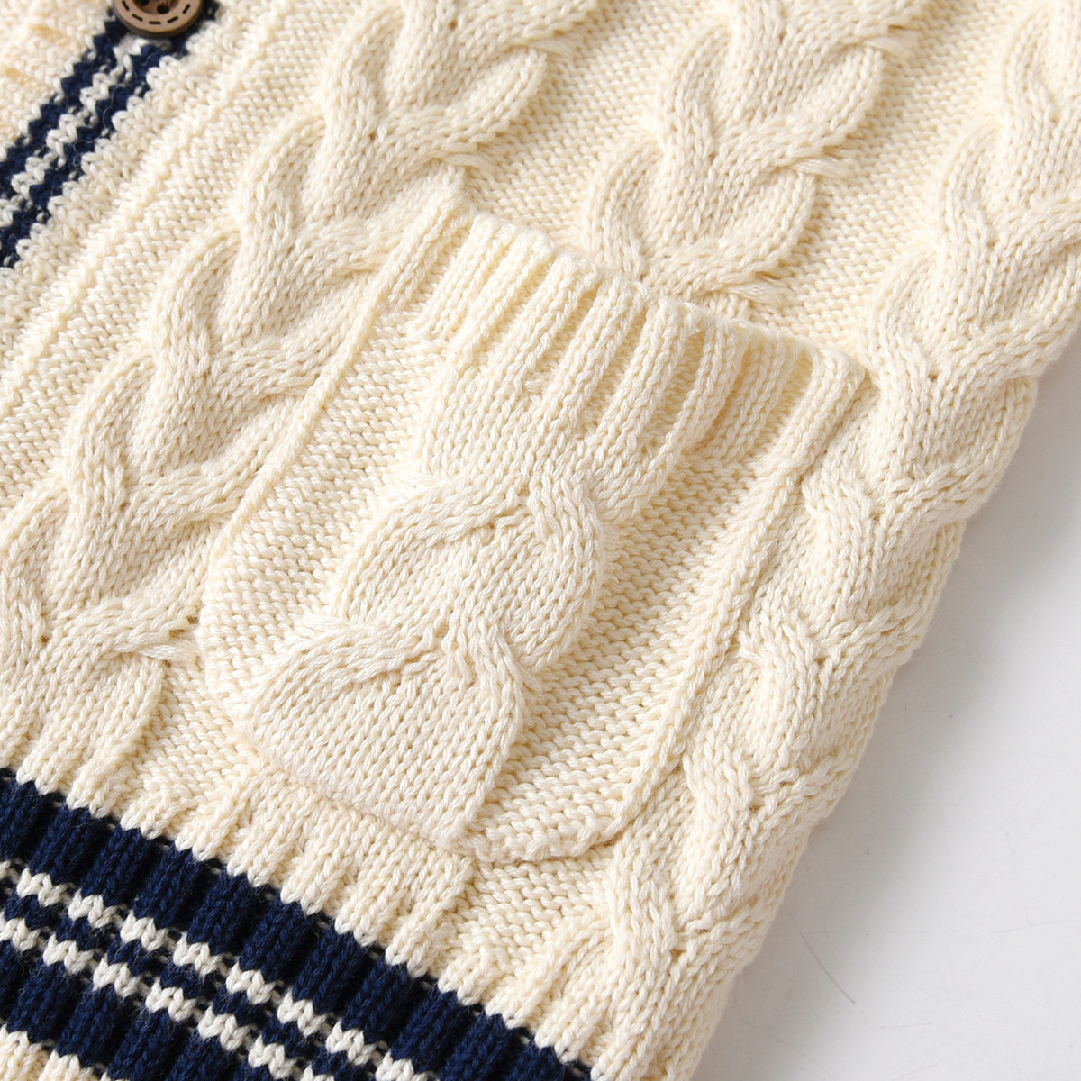 Customized High Quality Cotton Baby Girl Retro V Neck Cardigan Cute Knitted Sweater