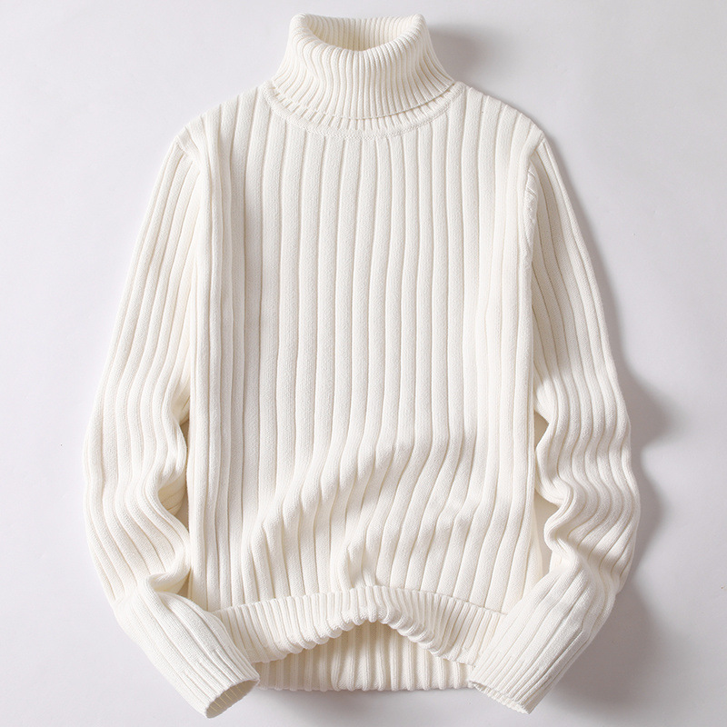 Winter Fall Men's Sweaters Solid Color Turtle Neck Men Clothing Pullover Ribbed Knitted Turtleneck Sweater Men