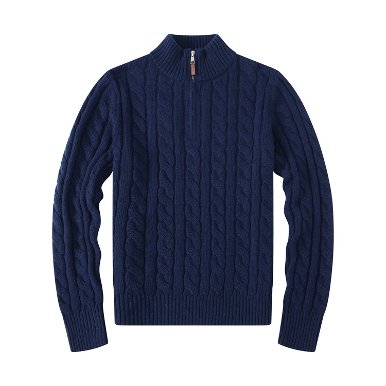 Custom Turtleneck Men Designer Half Zip Up Fleece Pullover Knitted Sweater For Men