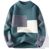 Men's Round Neck Jumper Winter Warm Wool Knitwear with Pattern Decoration Thickened Loose Pullover