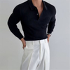  Retro Slim Polo Shirt Pit Stripe Lapel Knit Teenage Knitwear Men's Sweater