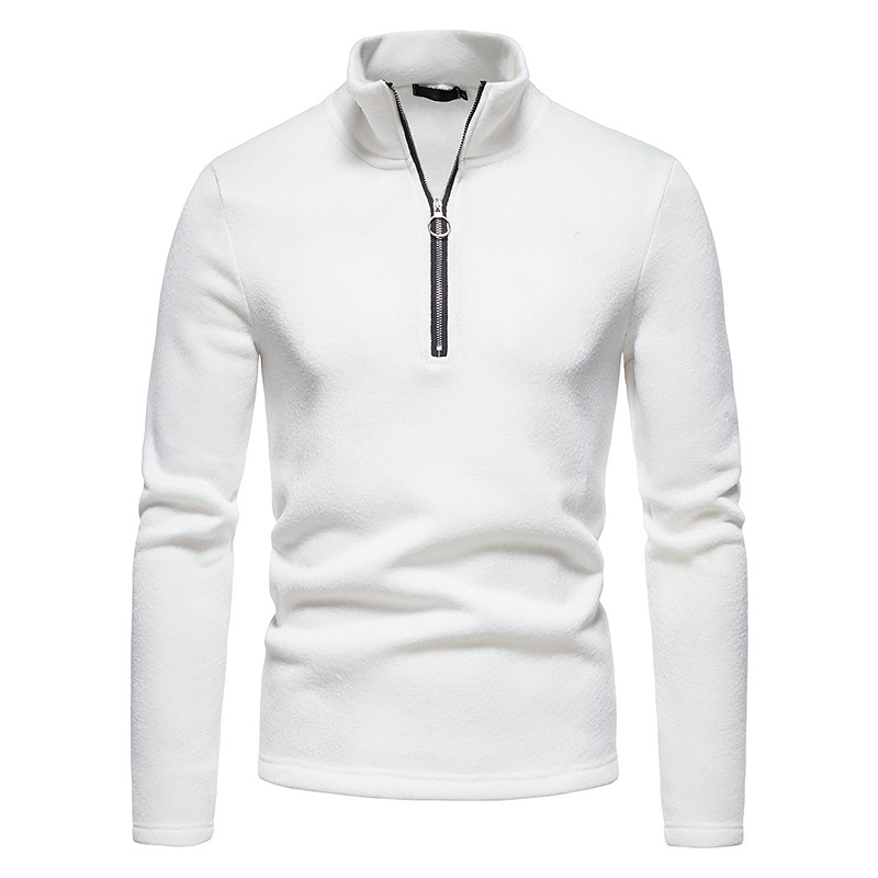 Men's Stand Collar Sweater Half Zipper Solid Color Turtleneck Shirt Sports Jacket Hoodies