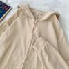  Embroidered Pattern Hooded Girls Cardigan Jacket Loose Casual Long-sleeved Sweatshirts