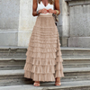 New French Long Skirt Women's Autumn Solid Color High Waist Mesh Cake Skirt Casual Half Skirt