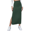 Women Pleated Solid Color High Waist Bodycon Skirts Casual Long Maxi A Line Pencil Skirts