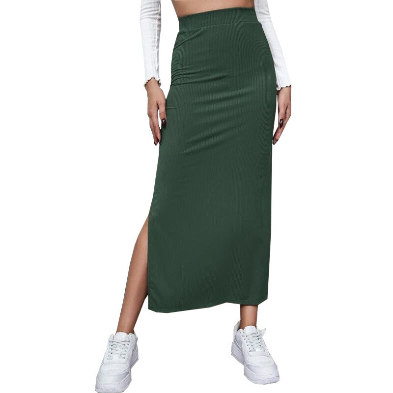 Women Pleated Solid Color High Waist Bodycon Skirts Casual Long Maxi A Line Pencil Skirts