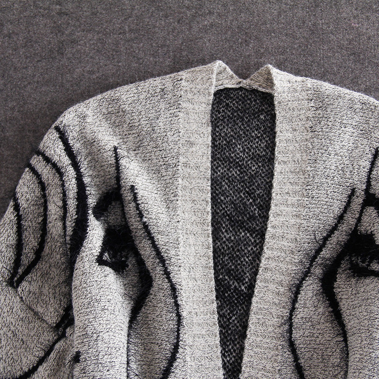 Women Fashion Cardigan Coat Autumn Winter Mid Length Knitwear Casual Elegant Lady Loose Sweater Coat