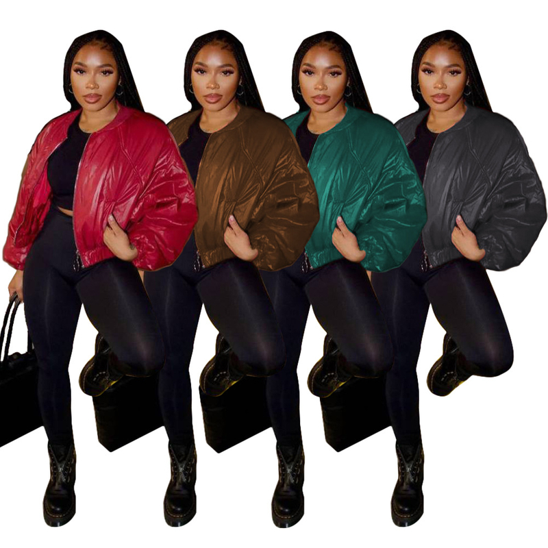 Winter Women's Warm Puffer Jacket Casual Zipper Ladies Down Crop Coats Fashion Girls Bubble Crop Coat Winter Puff Jacket