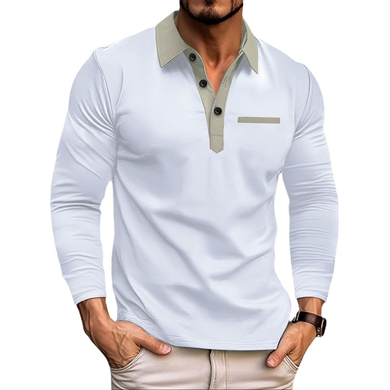 Men Full Sleeve Solid Color Polo Shirt