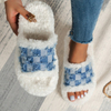 Customized Winter Plush Indoor Home Bedroom Flat Slippers Shoes Designer Slippers For Women