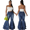 Women Casual High Waist Bell Bottom Flare Wide Leg Pants Women Casual Jeans