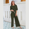 High Waist Slim Wide Leg Pants Women's Set