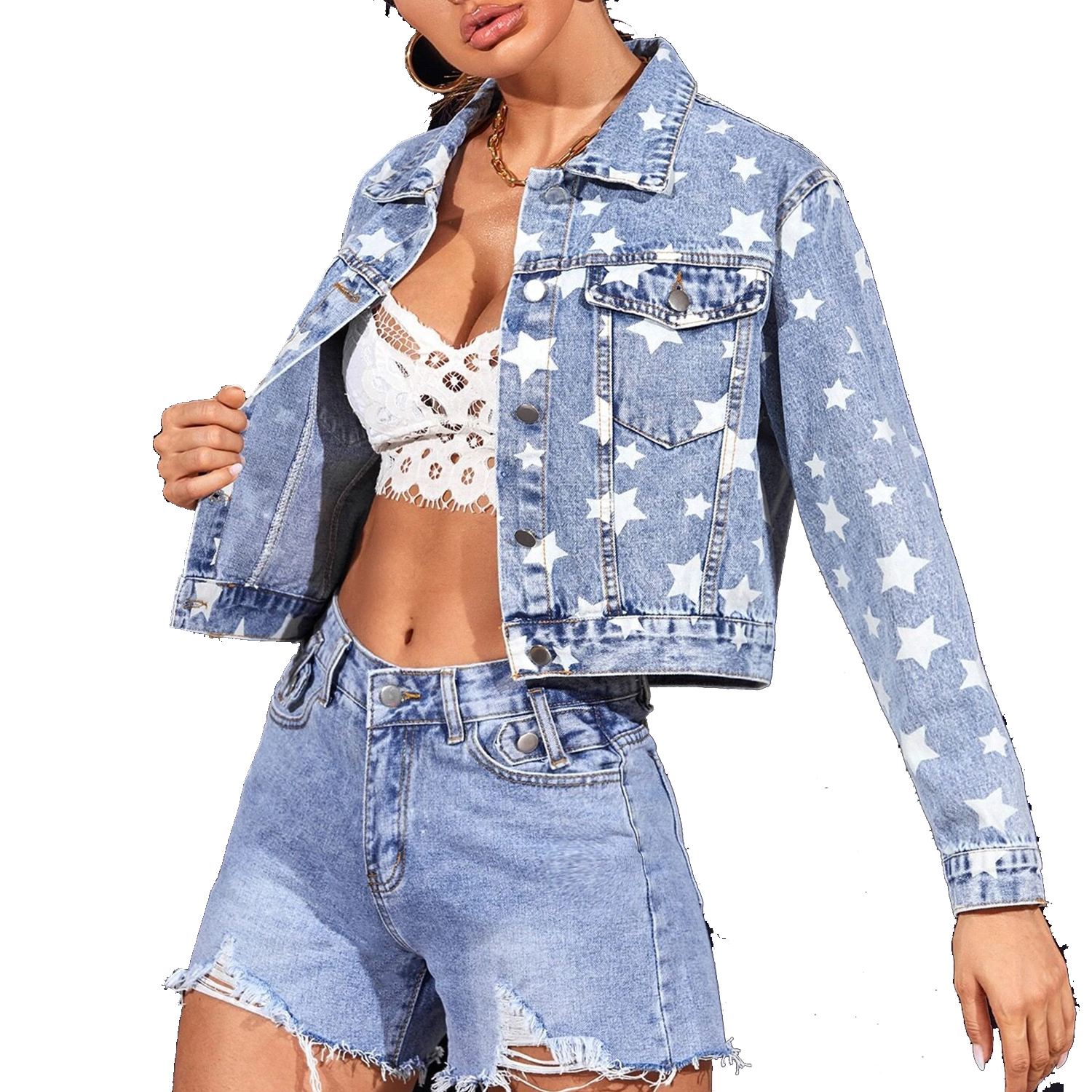 Long Sleeve Casual Women's Stretch Denim Jacket