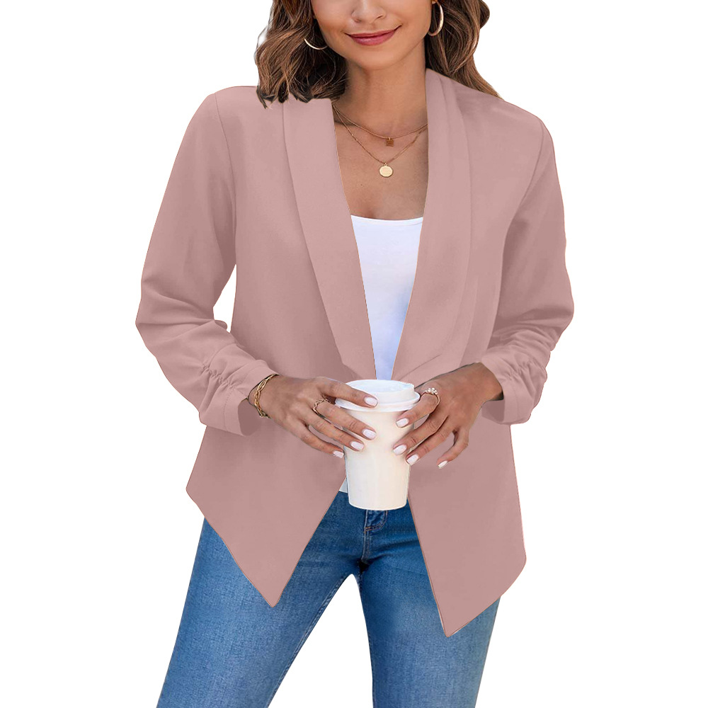 Womens Lightweight Thin 3/4 Sleeve Open Front Blazer Plus Size Woman Blazer Jacket