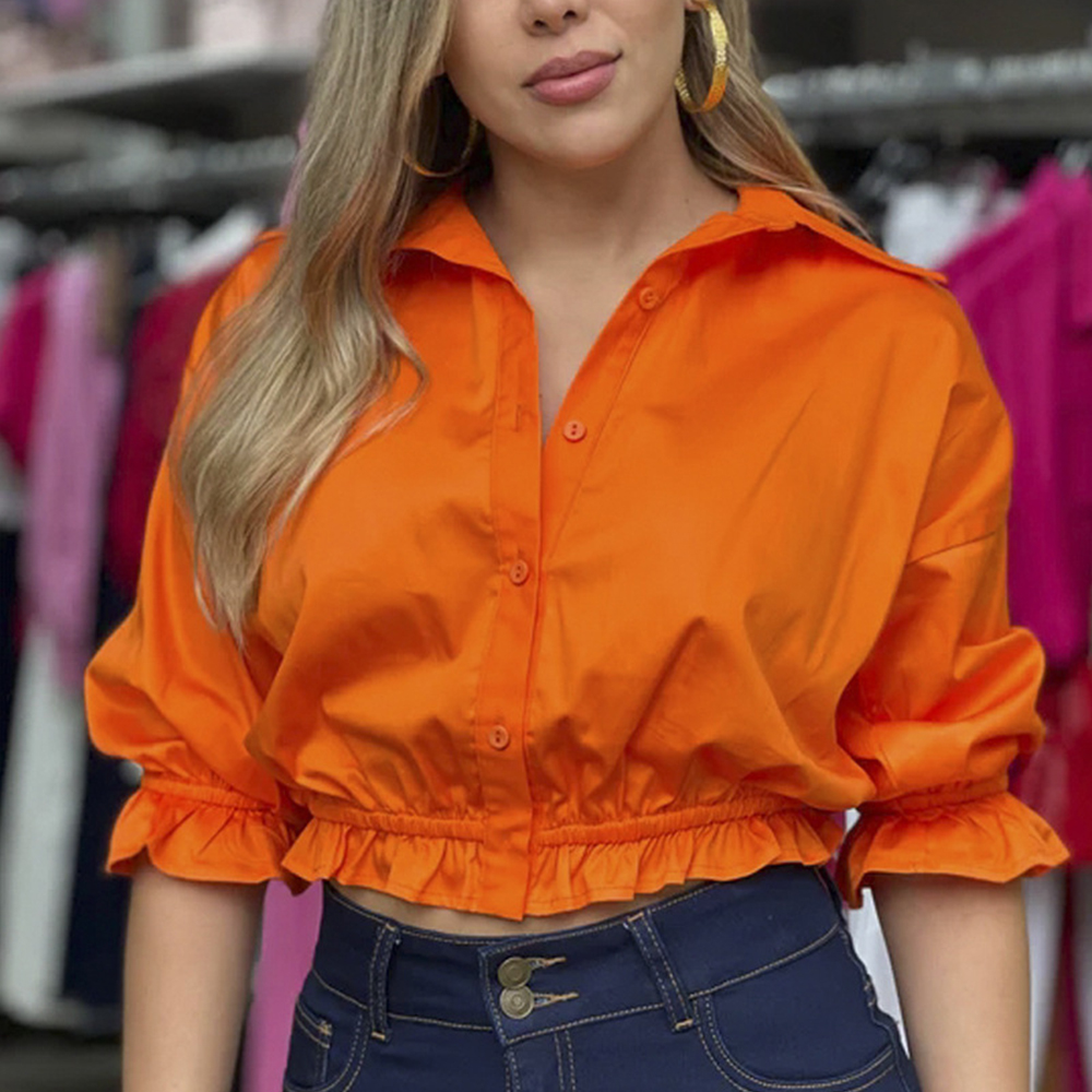 Fashion Bubble Sleeve Shirt Women Top Blouse Casual Design Long Sleeve White Shirt Women'S Blouses
