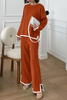 Women's 2 Piece Knit Sweater Set Casual Long Sleeve Pullover Wide Leg Pants Sweatsuit Tracksuit Outfit