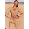 Long Sleeve V Neck Crop Top Sweat Suit + 2 Piece Sweatshirt Jogger Pants Set Women