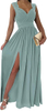 Womens 2024 Formal Dresses Wrap V-Neck Ruched Sexy Bridesmaid Wedding Guest Maxi Dresses