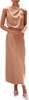 Women's 2024 Summer Satin Dress Elegant Sleeveless Mock Neck Cocktail Party Maxi Dresses